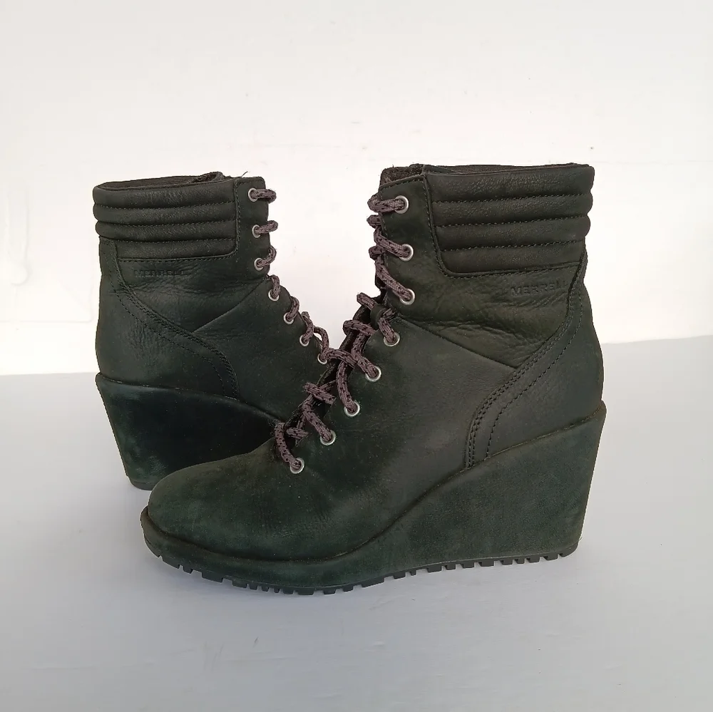 Merrell Tremblant Wedge Boots Waterproof Leather Lace Up